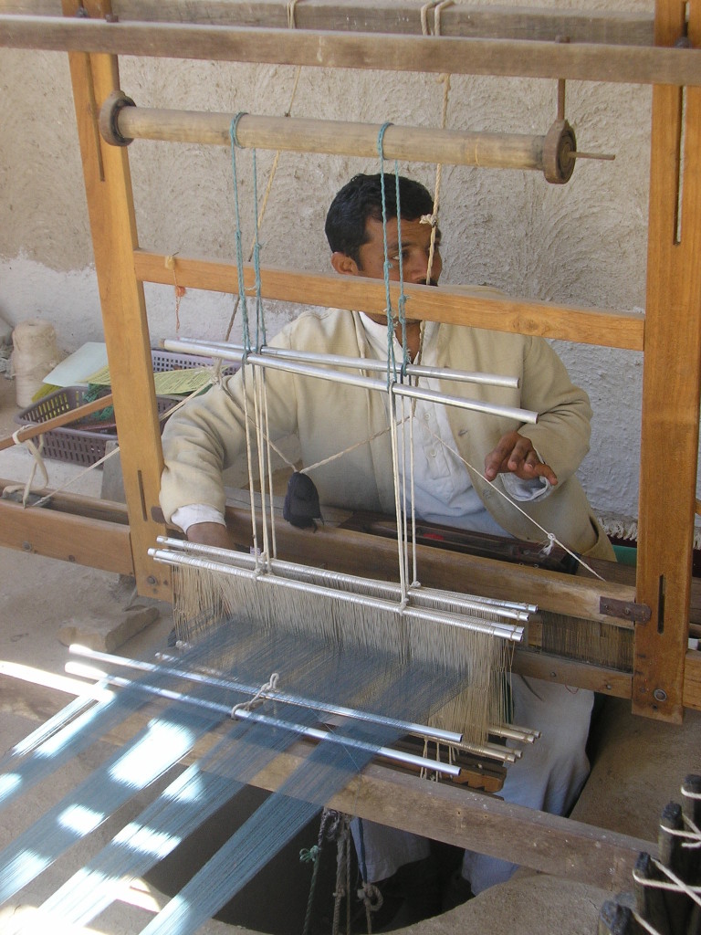 Shamji at his loom in 2008