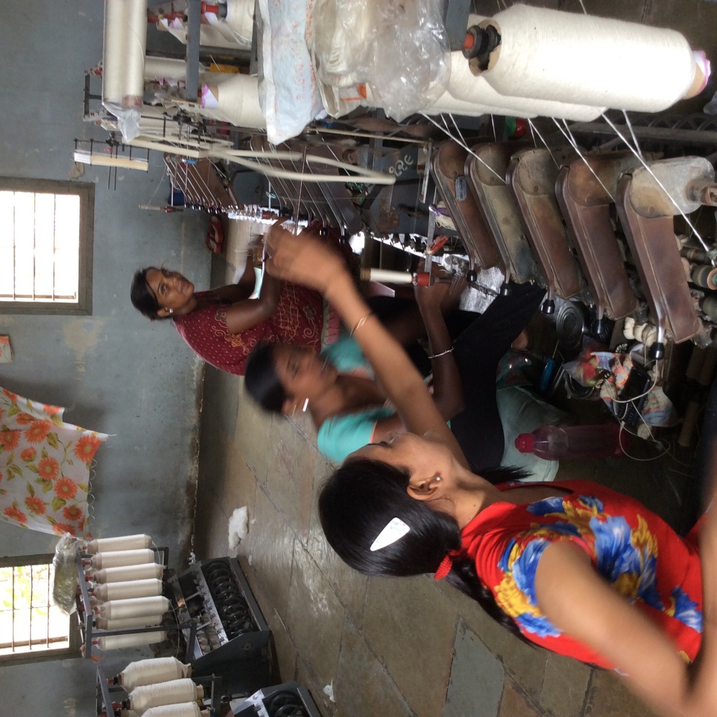 The spinning workshop at Udyog Bharti, a Khadi center founded on Gandhian principles  