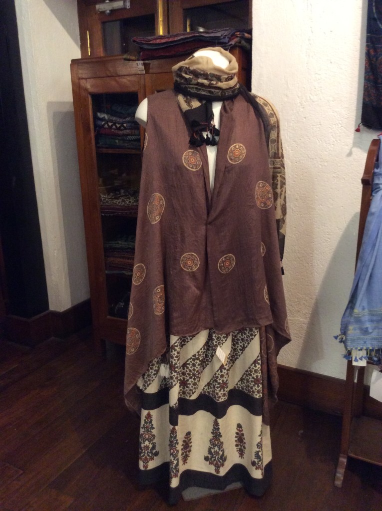 A display of a skirt, jacket and stole by Khalil Khatri at Artisans' gallery